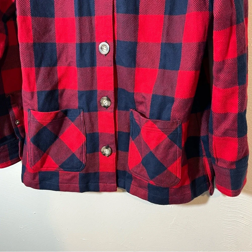 Cabela’s Plaid Red Blue Shacket Shirt Jacket Womens Large
